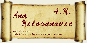 Ana Milovanović vizit kartica